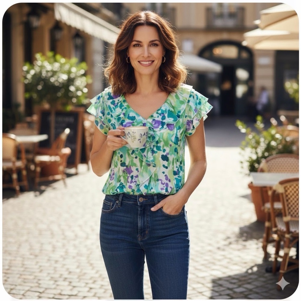 Sunny Leigh Multicolor Petite Floral Blouse